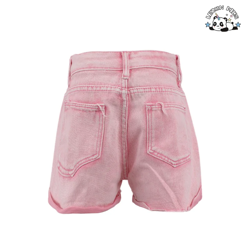 LEZONKIDS - Roupas infantis femininas elegantes e modernas por atacado Calções de jeans casuais com brilho para crianças